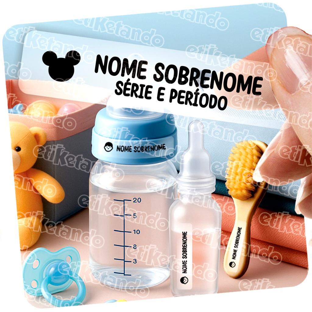 ETIQUETA TRANSPARENTE INFANTIL  CABE NOME E SÉRIE