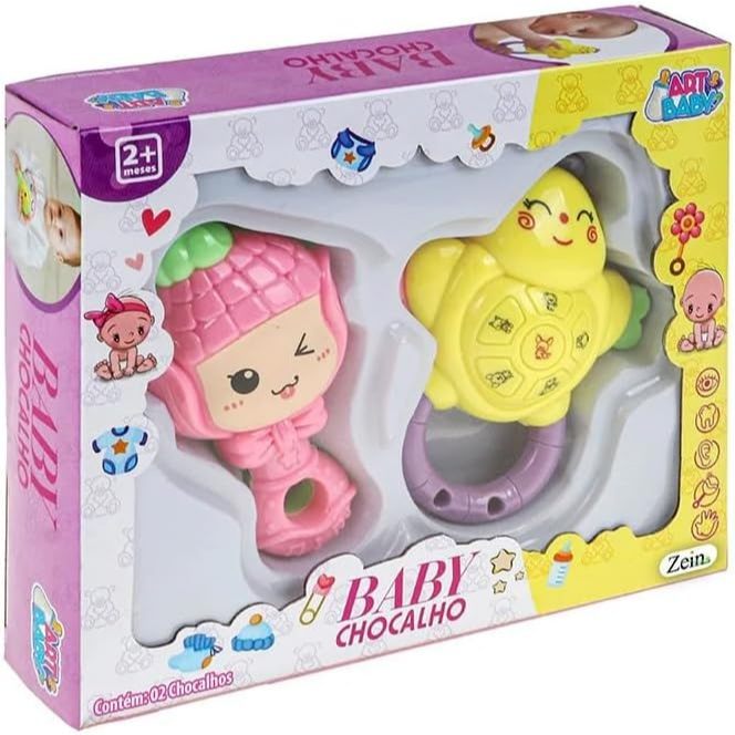 Chocalho Kit Baby 2 Peças Chocalho para Bebê Col