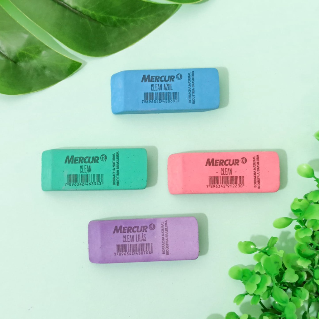 Kit 04 Borracha Clean (Azul, Rosa, Roxo e Verde) &