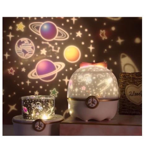 Abajur Gira Projetor 360 Estrelas Galáxia 12 Card