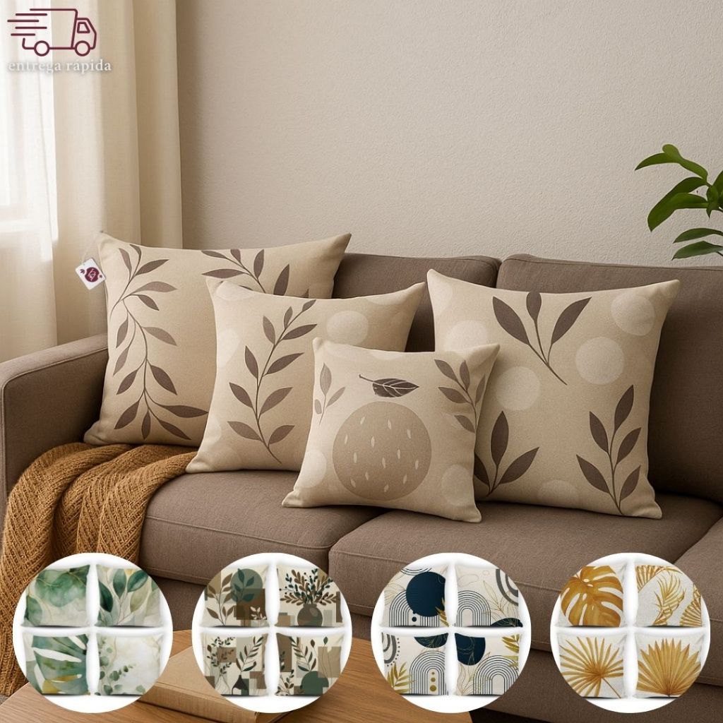Kit 04 Capas De Almofada 45×45 De Luxo Estamp