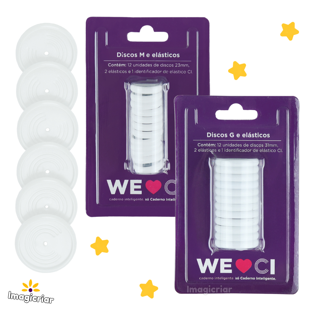Discos + Elásticos Branco para Caderno Inteligent