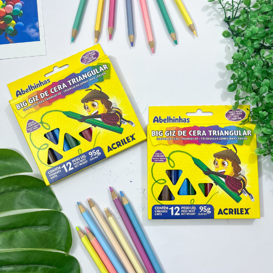 Big Giz de Cera Longo Triangular 12 cores – 