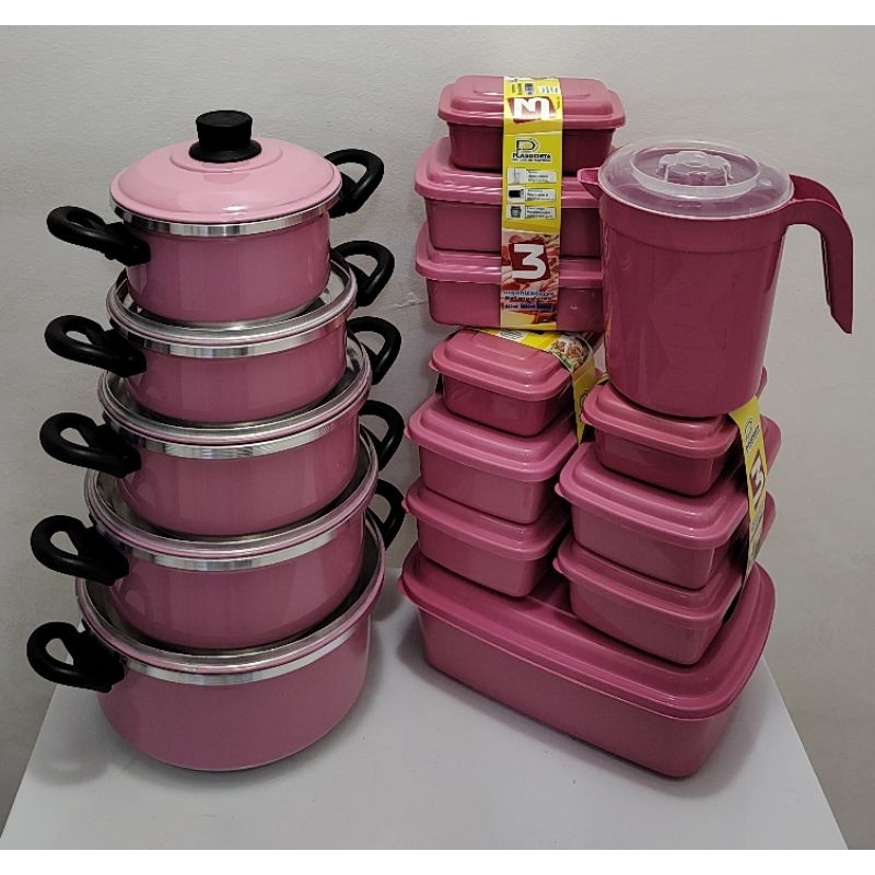 Kitt Jogo de Panela 5- peças + 10 Potes + 1- Jarr