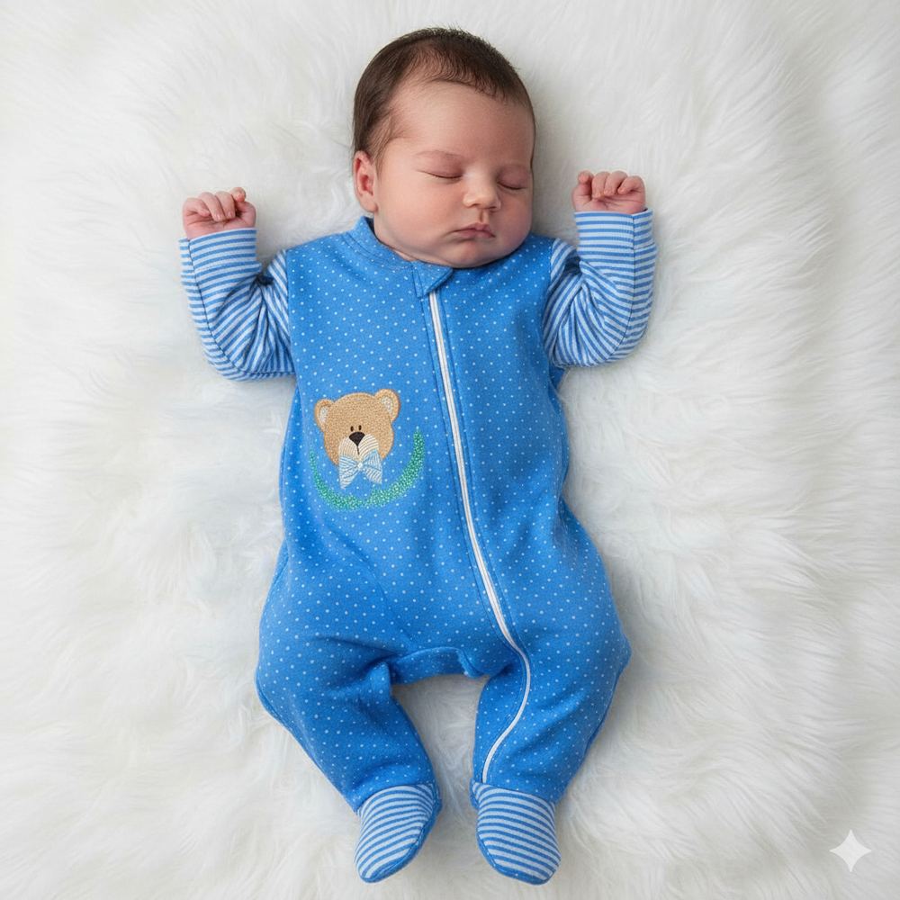 Macacão Manga Longa para Bebê Menino com Zíper 