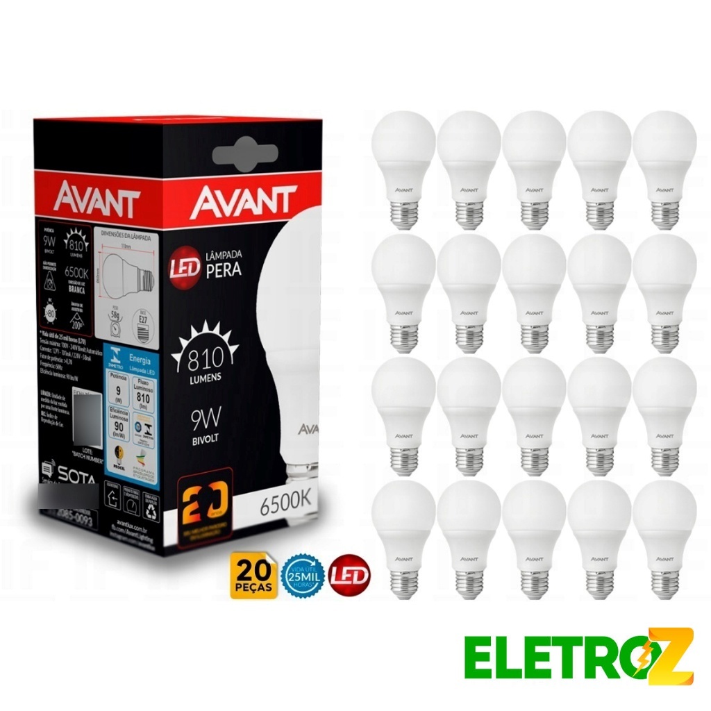 Kit com 10 Lâmpadas Led 9W Bivolt Branco Frio 650