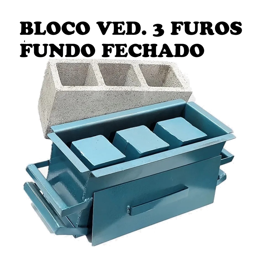 Forma para bloco vedação 14x19x39 – 3 furo