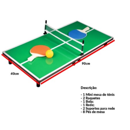 Mini Mesa de Ping Pong Mesa de Tenis 90X40 com Red