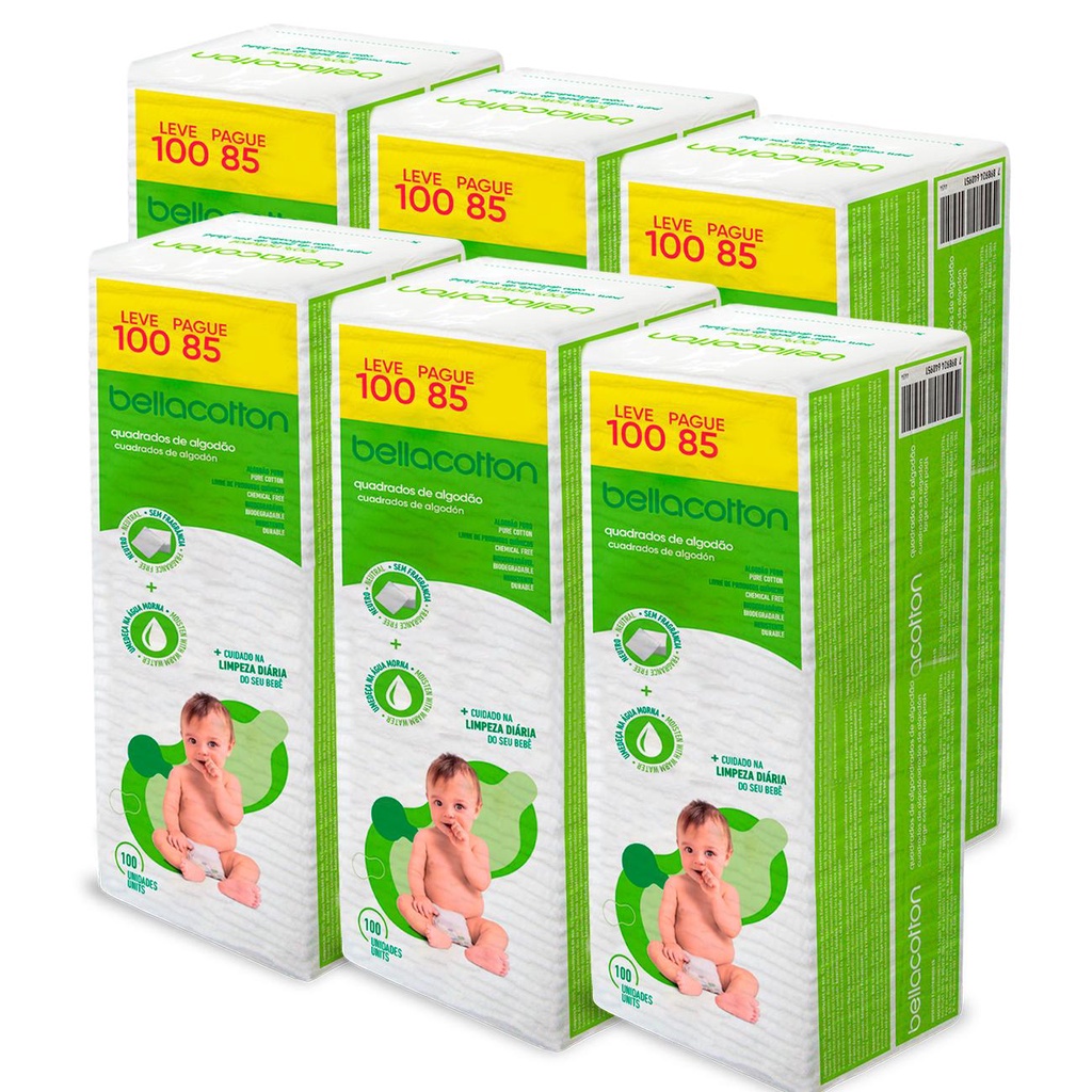 Algodao Quadrado Bellacotton Bebe Kit com 06 und