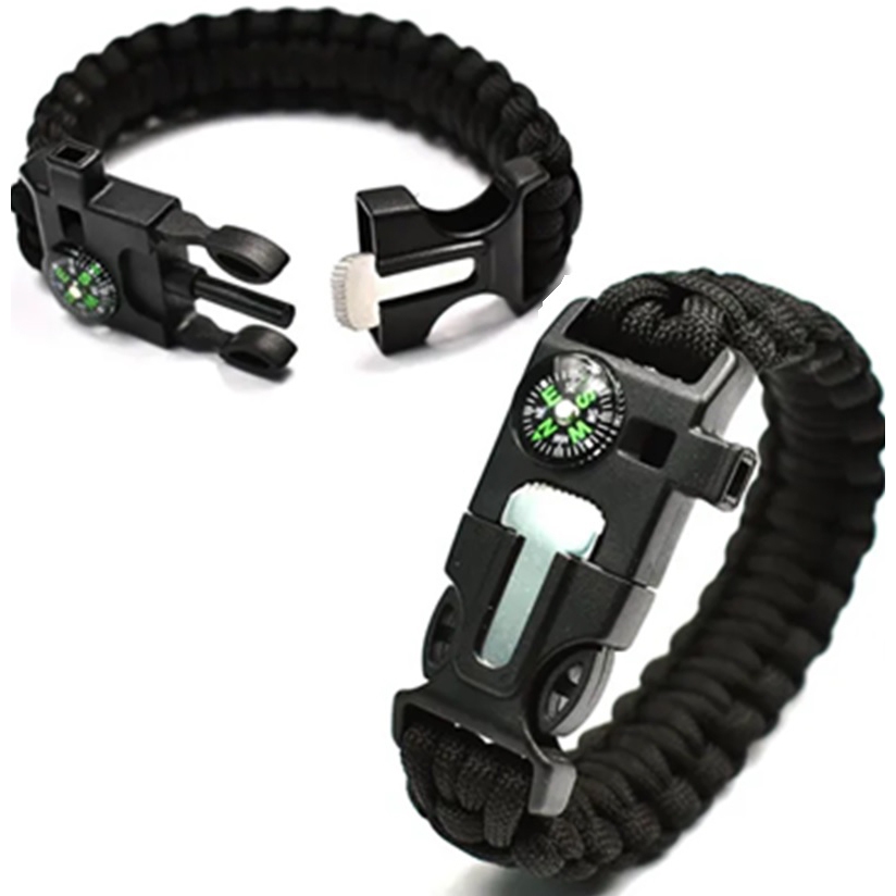 Pederneira Magnésio Bracelete Paracord Apito Buss
