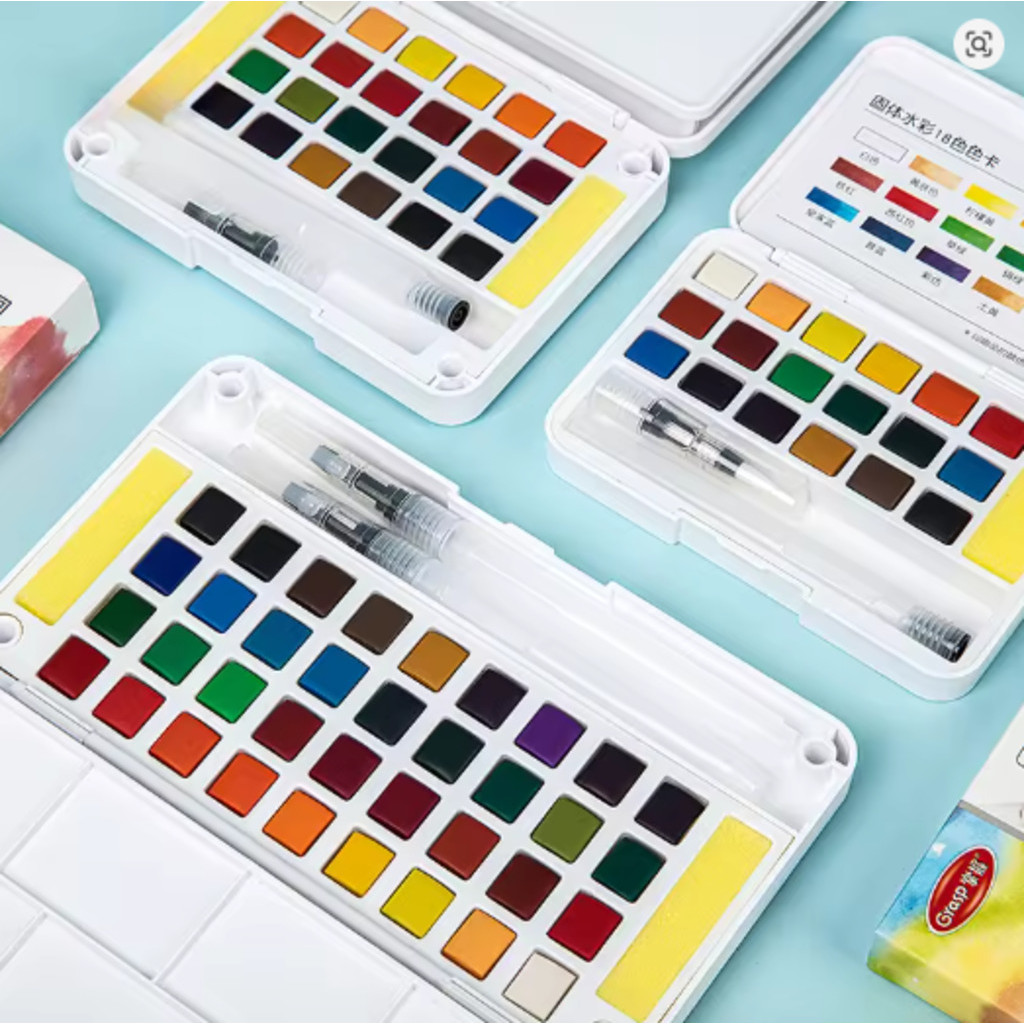 Kit Aquarela Portátil com 12/36/48 Cores e Pincel
