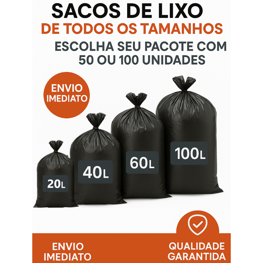 Saco de Lixo 100/60/40/20 Litros – 100 Unida