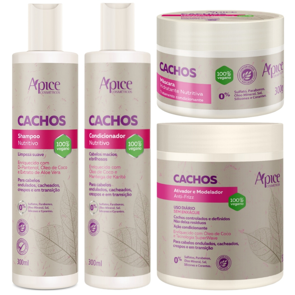 Kit Apse Cachos Shampoo + Condicionador + Mascara 