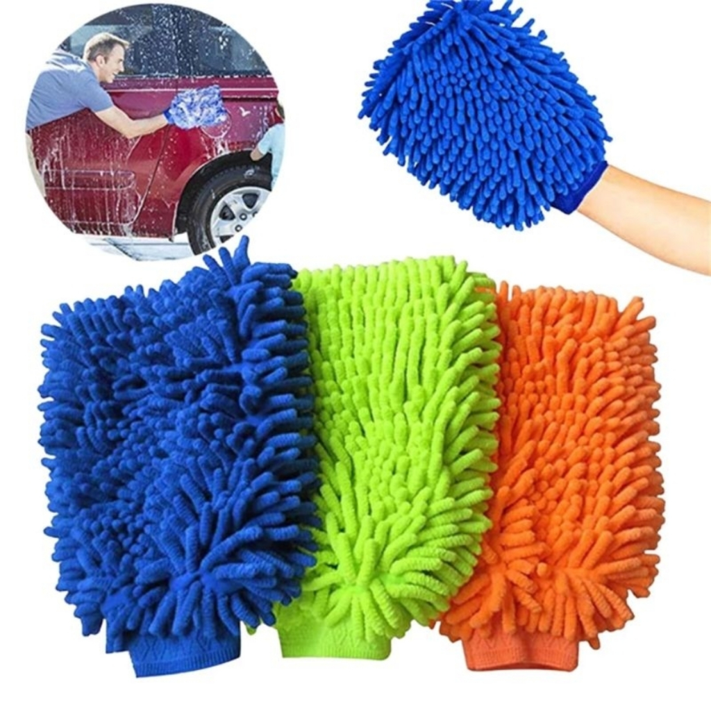 kit 2 Luva Microfibra grande Para Lavar Carro Limp