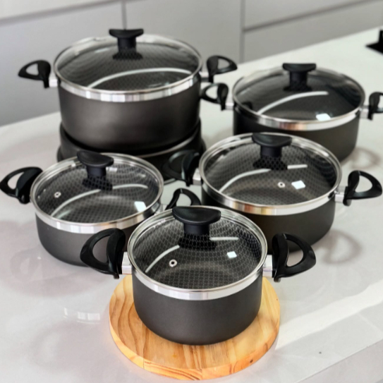 Jogo Panelas Antiaderente PREMIUM Tampa Vidro Caç