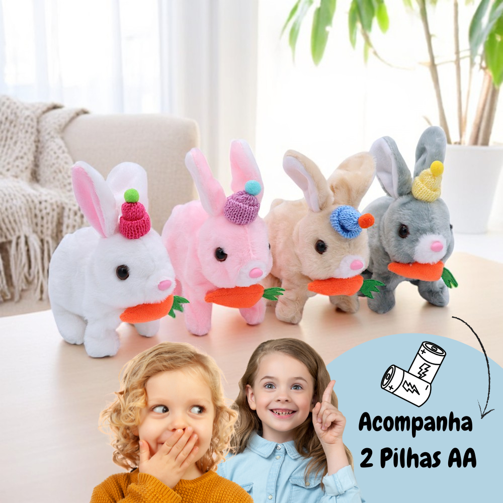 Coelho de Pelúcia Infantil Pascoa Touca e Cenoura