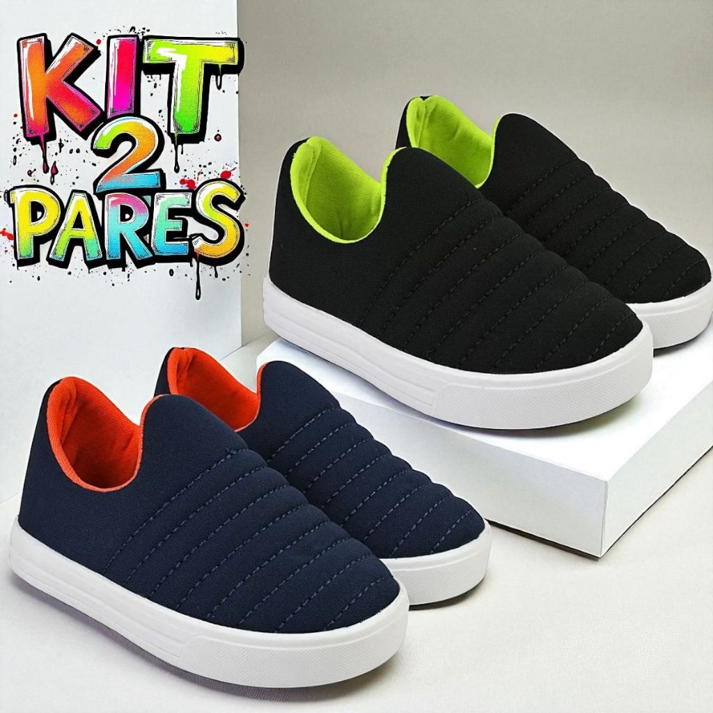 KIT 2 PARES CALCE FACIL INFANTIL PARA MENINOS