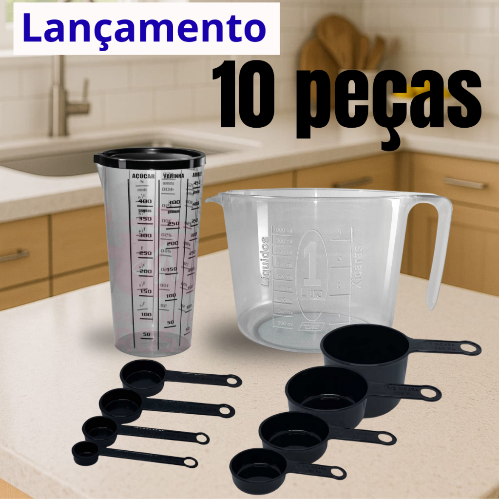 Kit 10, 9, 8 e 4 peças Medidor de cozinha para re