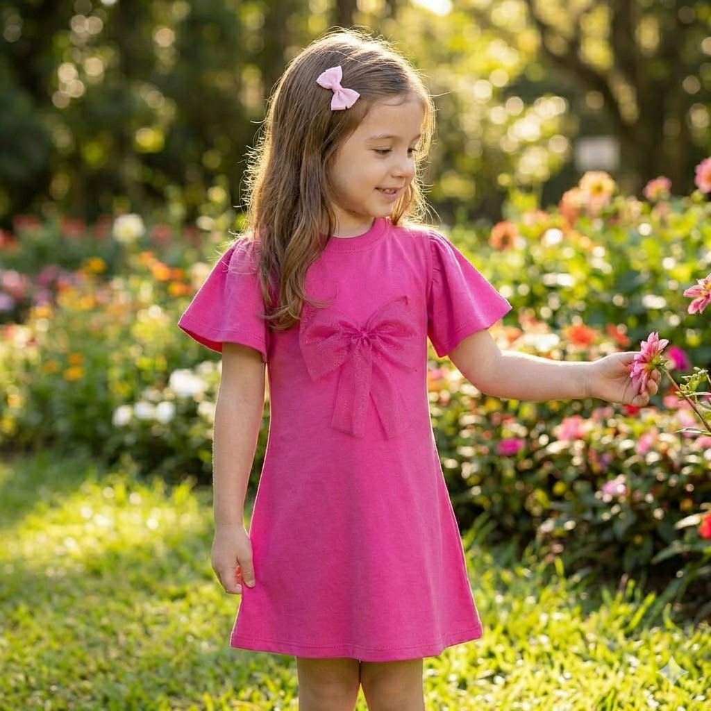 Vestido Infantil Feminino com Laço Grande Roupa d