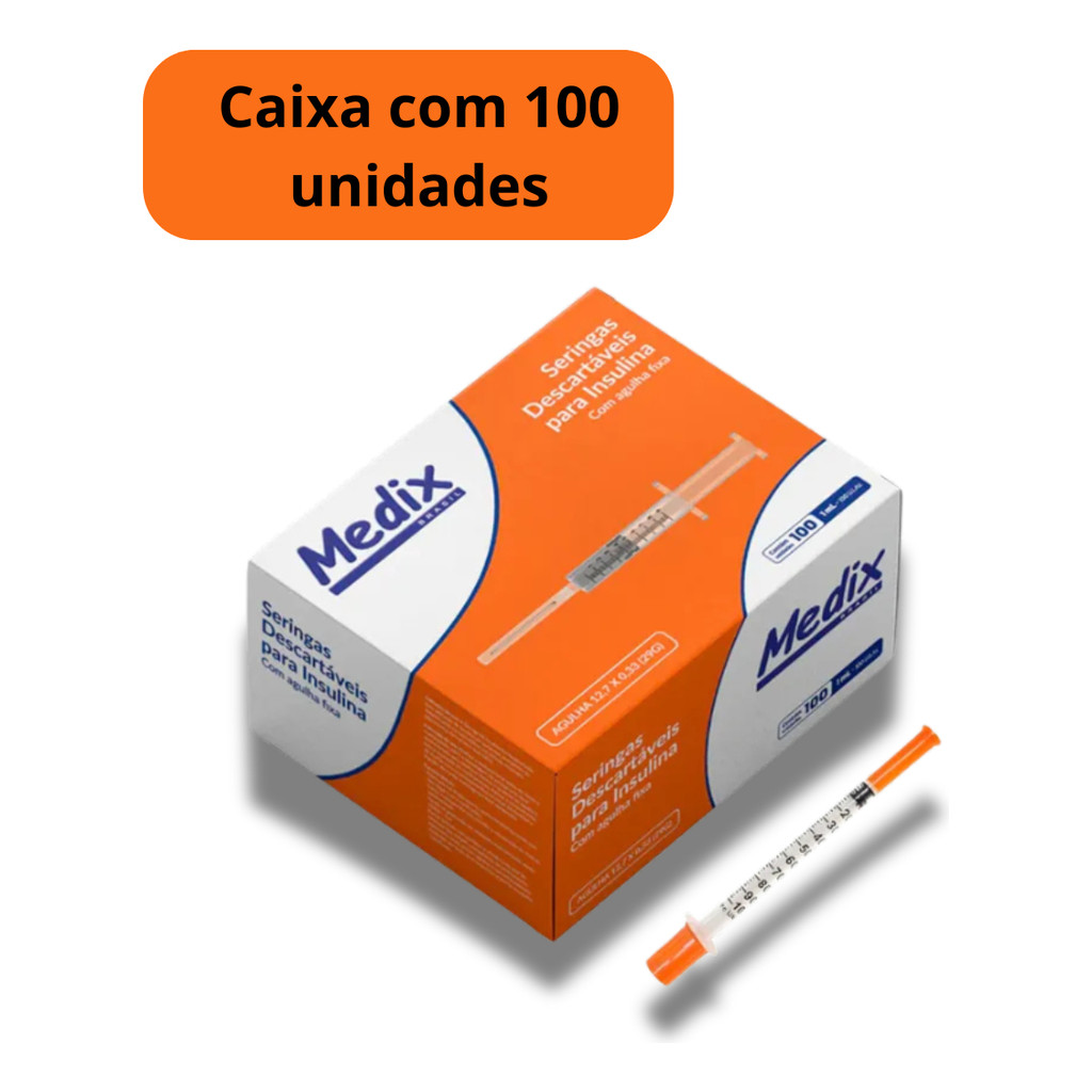 Seringa Insulina 1ml Agulha Fixa 12,7×0,33 29