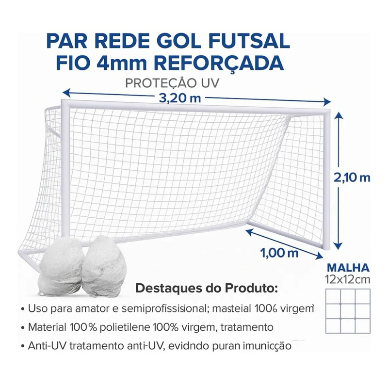 Par Rede Gol Futsal Futebol De Salão Tradicional