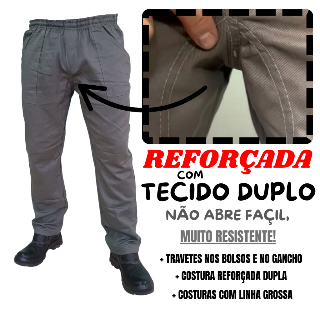 CALÇA REFORÇADA Brim pesado Sem Faixa Refletiva 