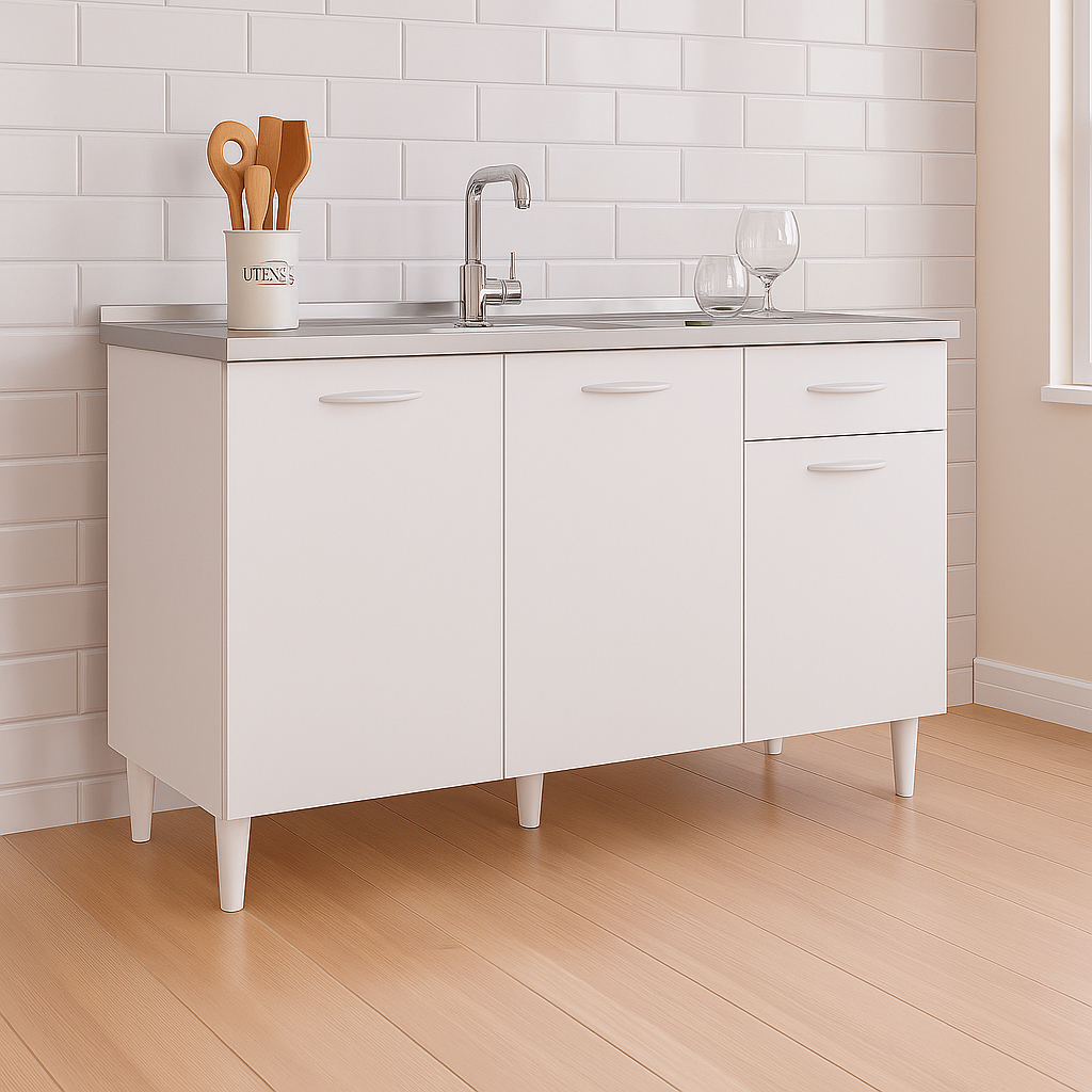 Balcão de Cozinha 120cm sem Pia  3 Portas 1 Gavet