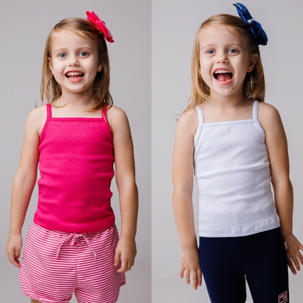 Kit com 2 Blusas de Alcinha Infantil em Ribana de 