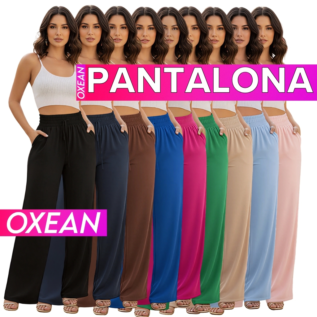 Calça Pantalona Feminina Elástico Na Cintura Com