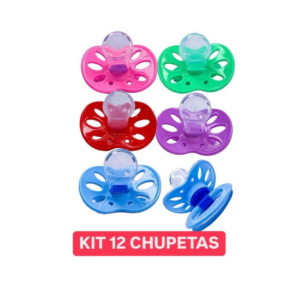 kit 12 Chupetas Baratinha Bico De Silicone Orto ou