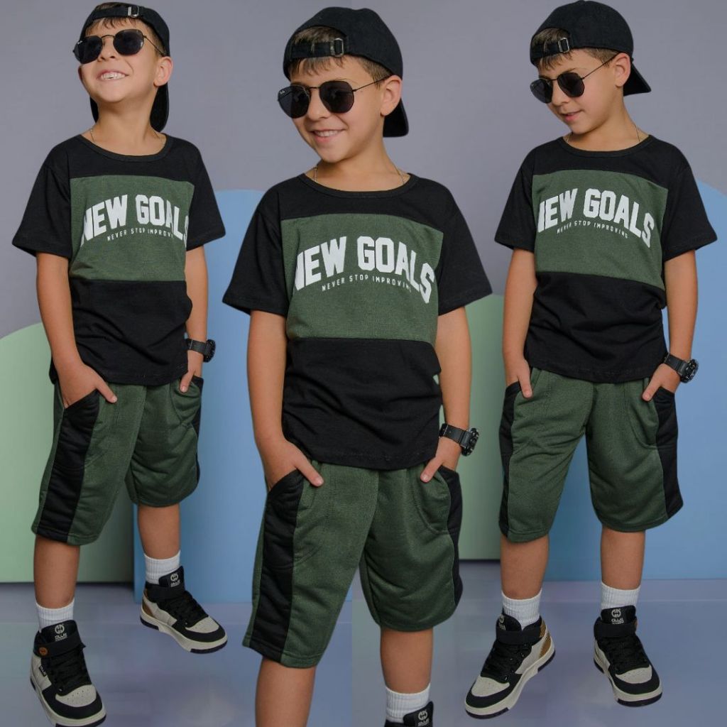 Conjunto Infantil Menino Juvenil Estiloso Verão L