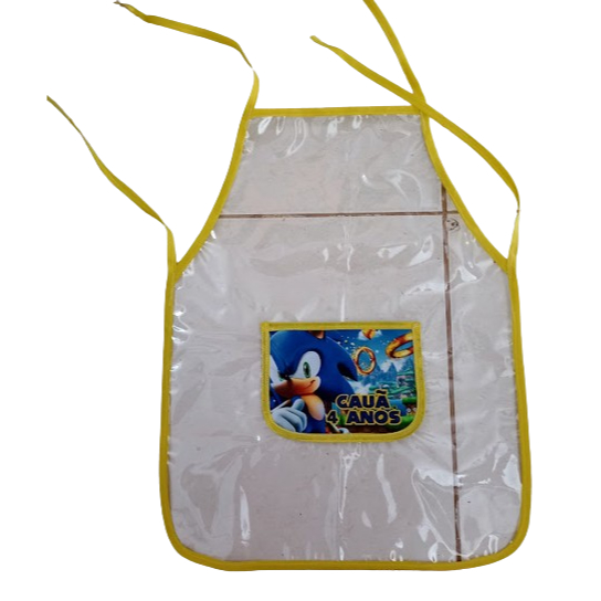 Avental Infantil Escolar de Plástico com Bolso Pe