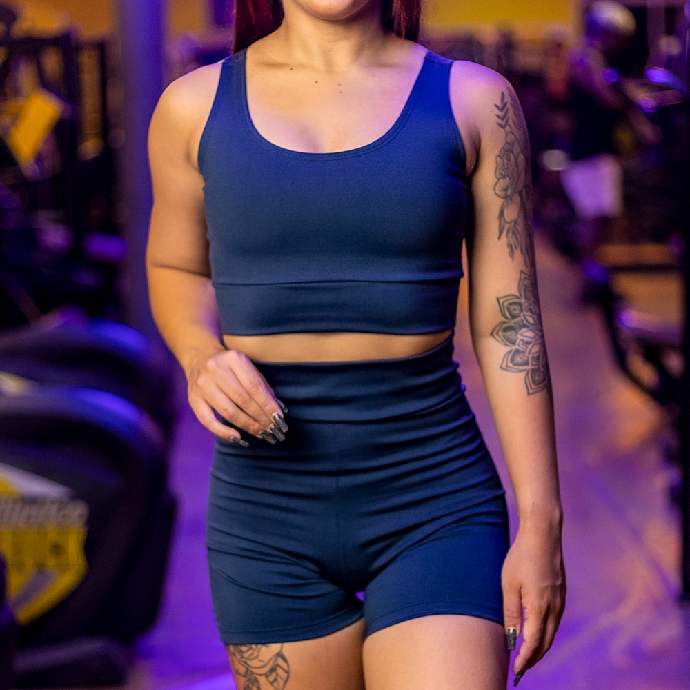 CONJUNTO ACADEMIA FEMININO TOP E SHORT CINTURA ALT