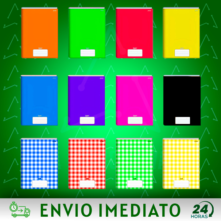 KIT 15 CADERNO BROCHURAO 96 FOLHAS CAPA DURA GRAND