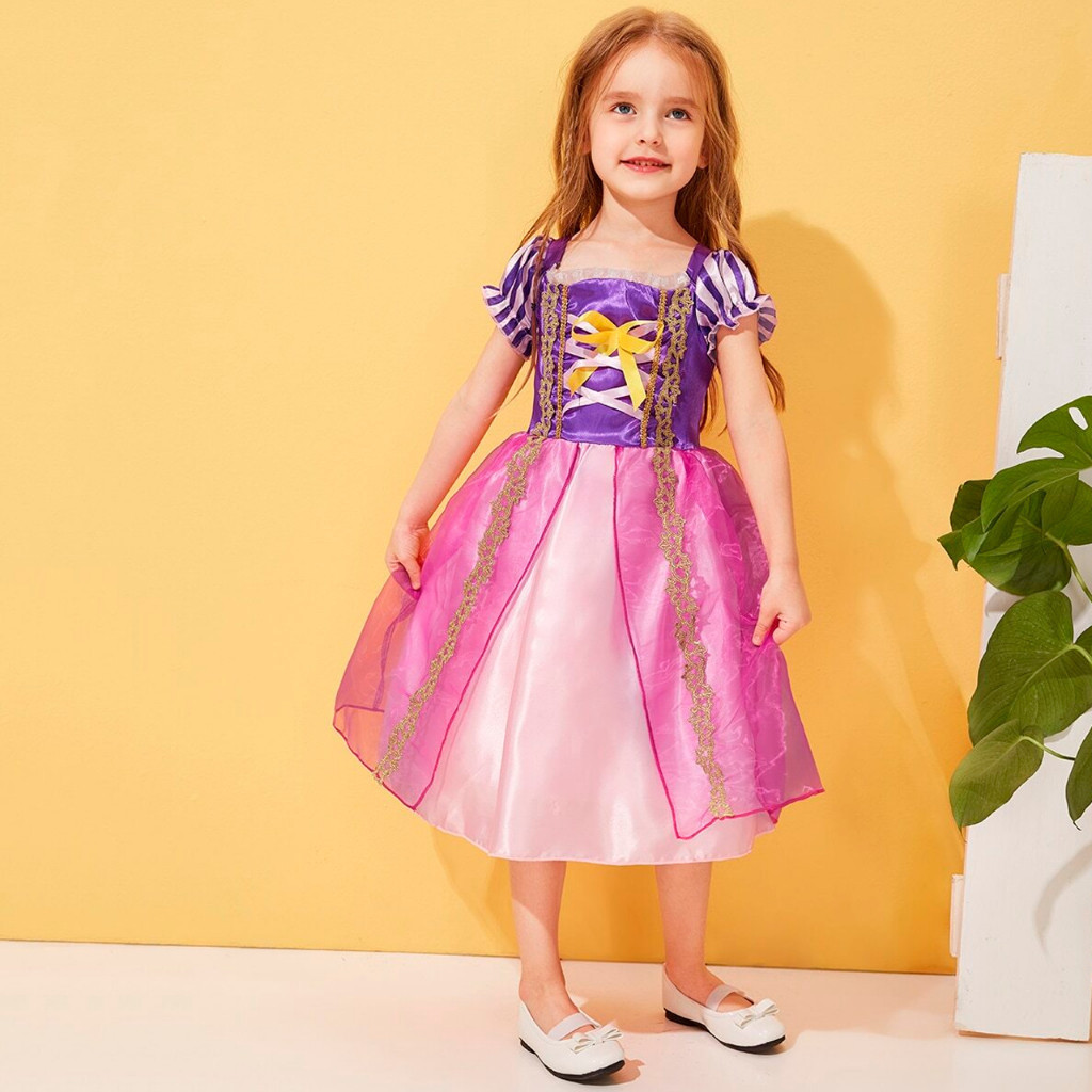 Vestido Fantasia Infantil Rapunzel Princesa Enrola