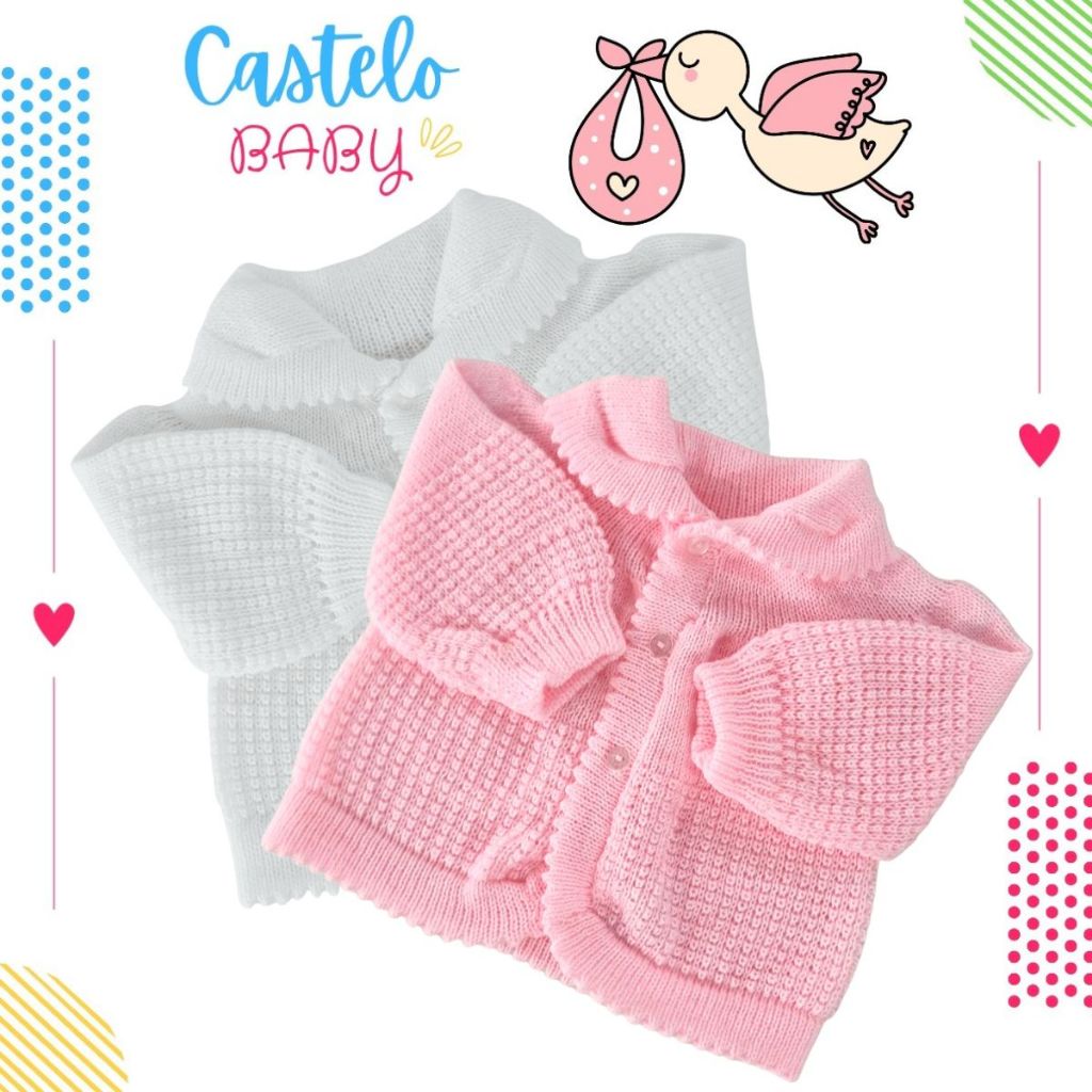 Casaquinhos bebê recém nascido kit com 2 cardiga