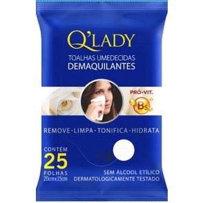 Toalhas Umedecidas Demaquilantes QLady 25 Unidades