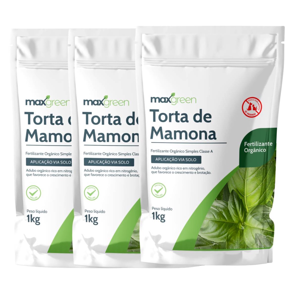 3X Fertilizante Orgânico Torta de Mamona (1Kg) MA
