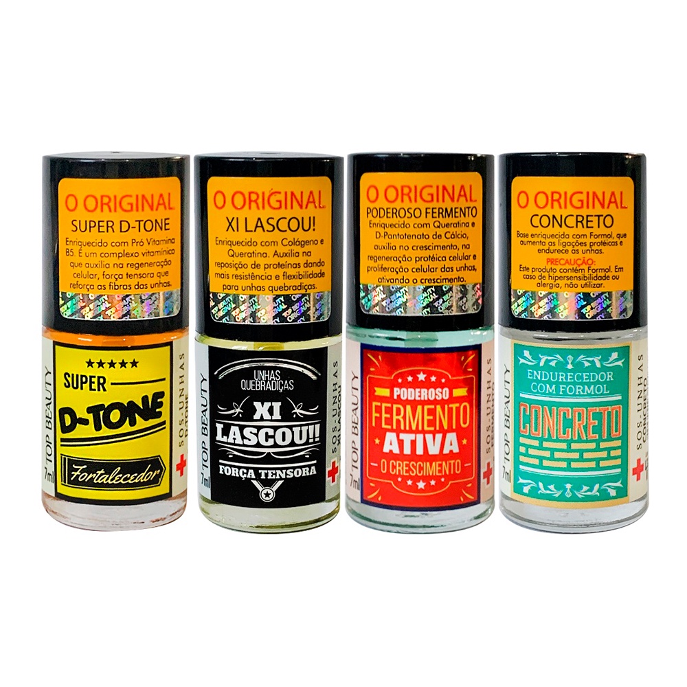 Kit Tratamento S.o.s Unhas Com 4 Bases Top Beauty 
