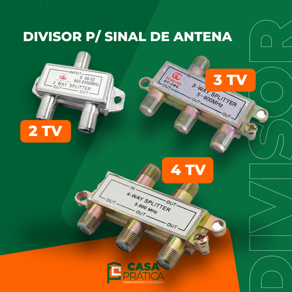 Divisor Sinal Antena Coaxial Rg59 Para 2 Tv 3 Tv 4