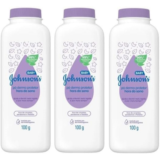 Kit 3un Talco Pó Dermo Protetor JOHNSONS® Hora d