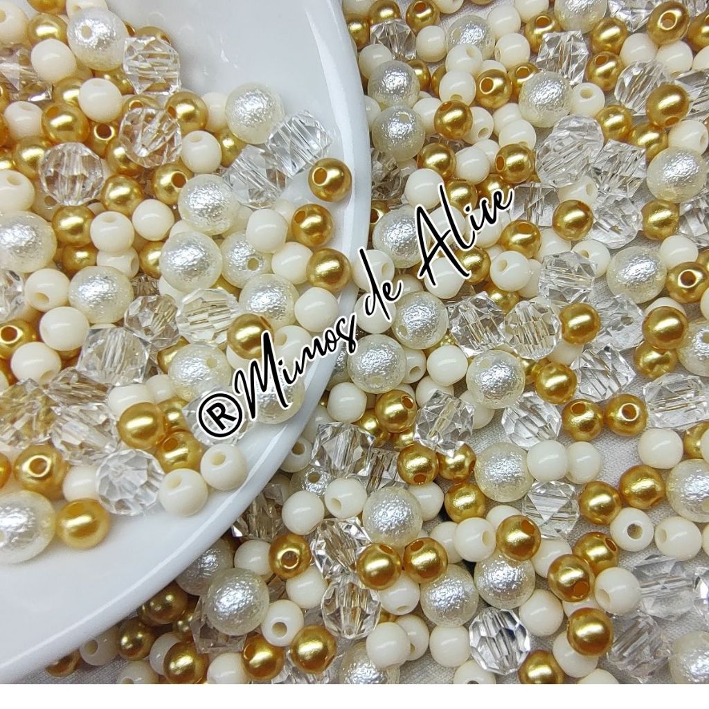 Blend Mix Perola Miçanga Leitosa Cristais Pedrari