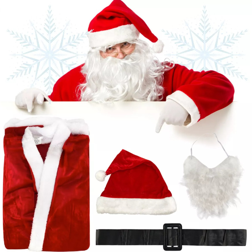 Fantasia Papai Noel Veludo Vermelho Roupa Natalina