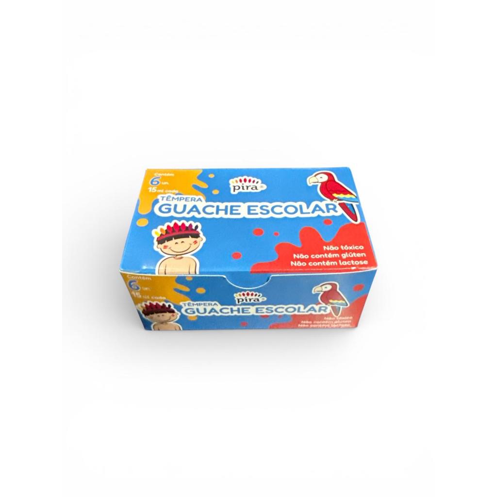 Tinta Guache Escolar cx c/ 6 potes de 15ml cada  P