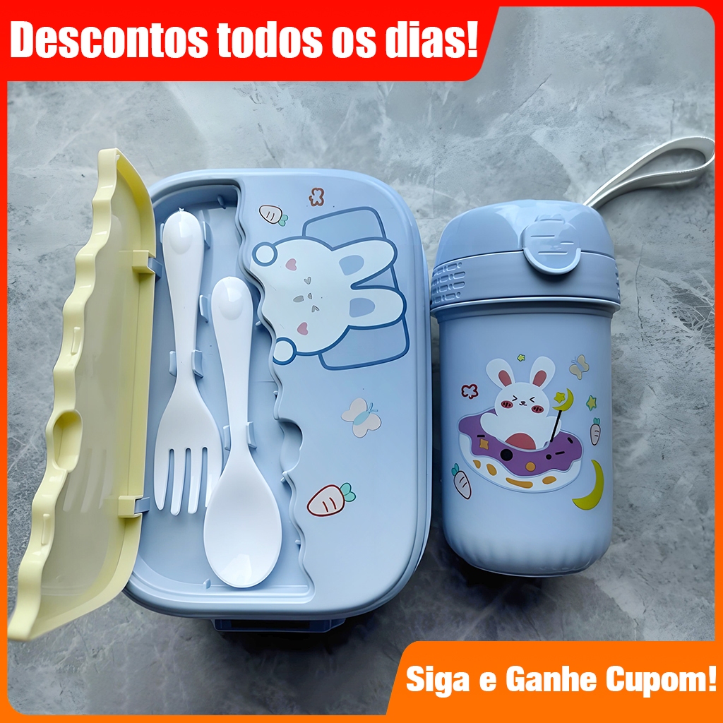 Kit Marmita Infantil com Talheres de Plástico e G
