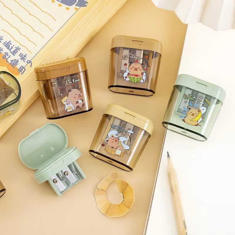 Apontador De Lápis capybara Fofo Com Furo Duplo M