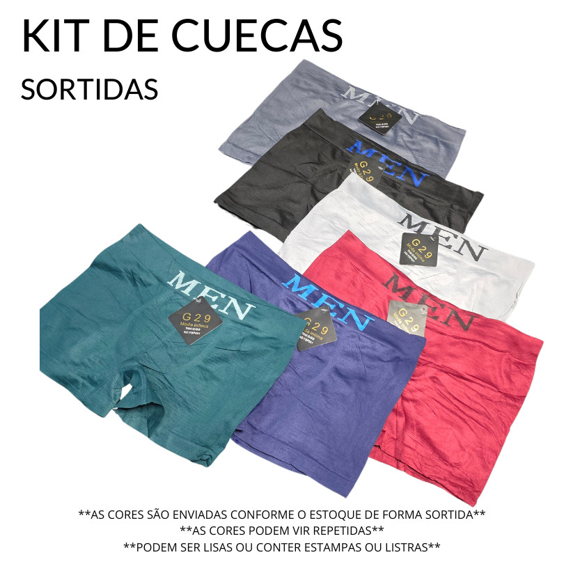 Kit Cuecas Boxer Masculina Microfibra Adulto Sem C