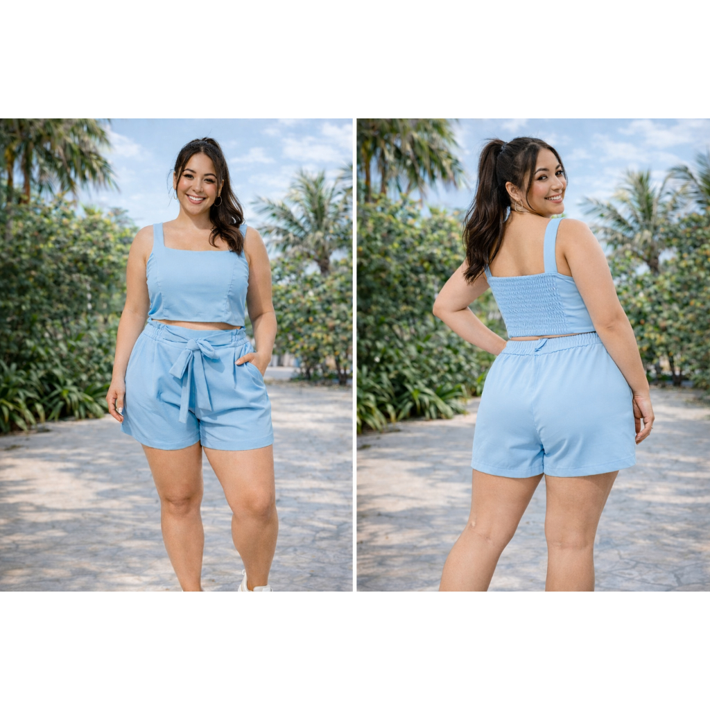CONJUNTO PLUS SIZE Cropped e Short Alfaiataria