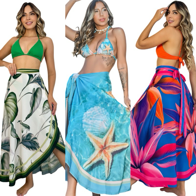 Saída de praia saia Pareo envelope moda praia 202