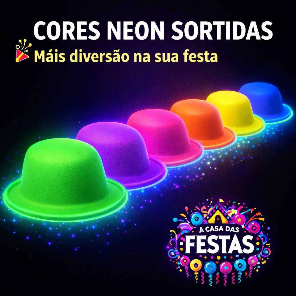 Kit 6| 12| 24 Chapéus Coquinho Neon com Cores Viv